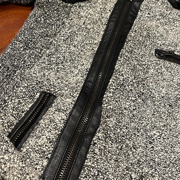 Rag & Bone Boucle Leather Trim Moto Sweater Jacket - Picture 3 of 6